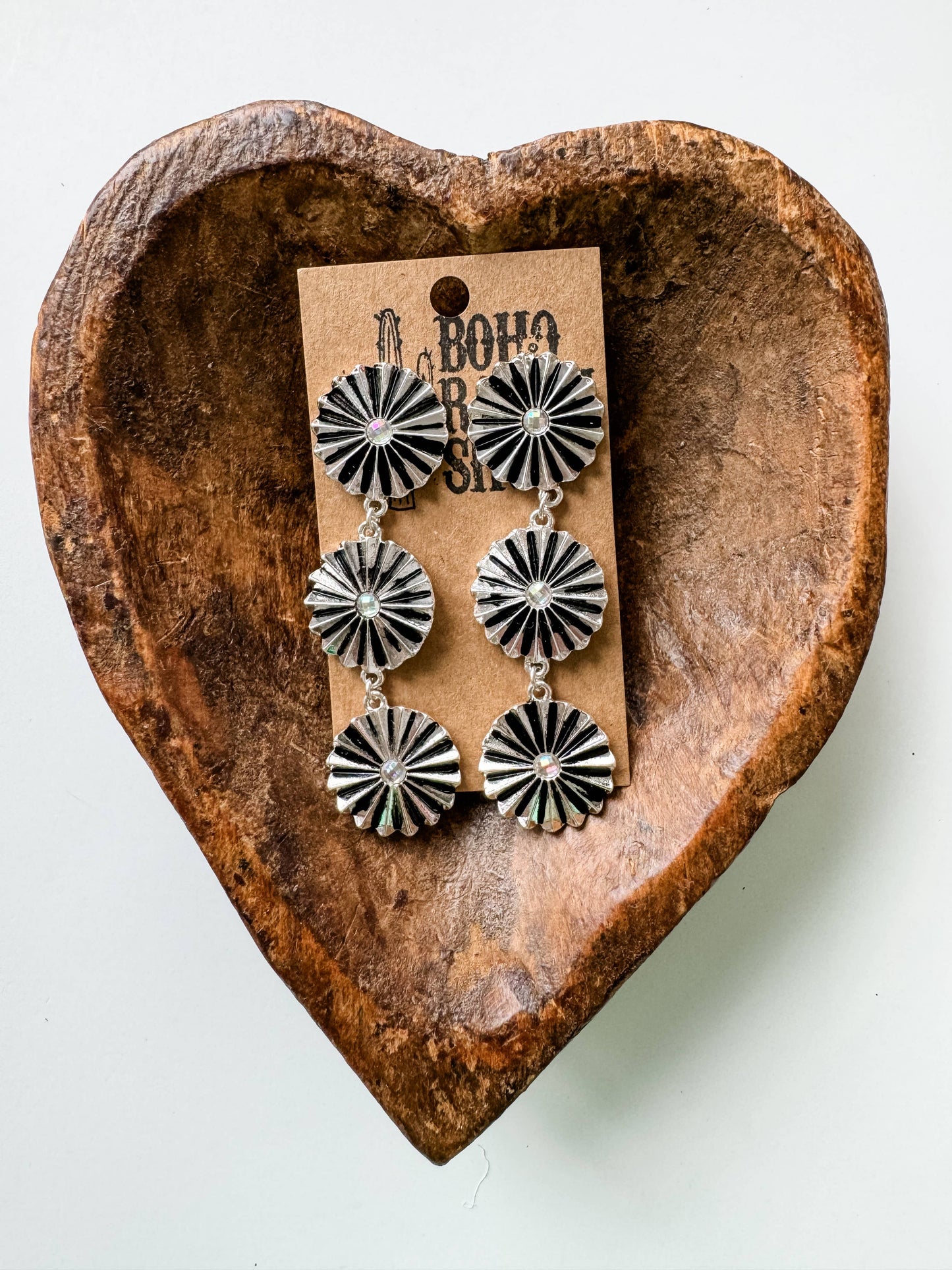 Western Concho Drop Dangle Earrings