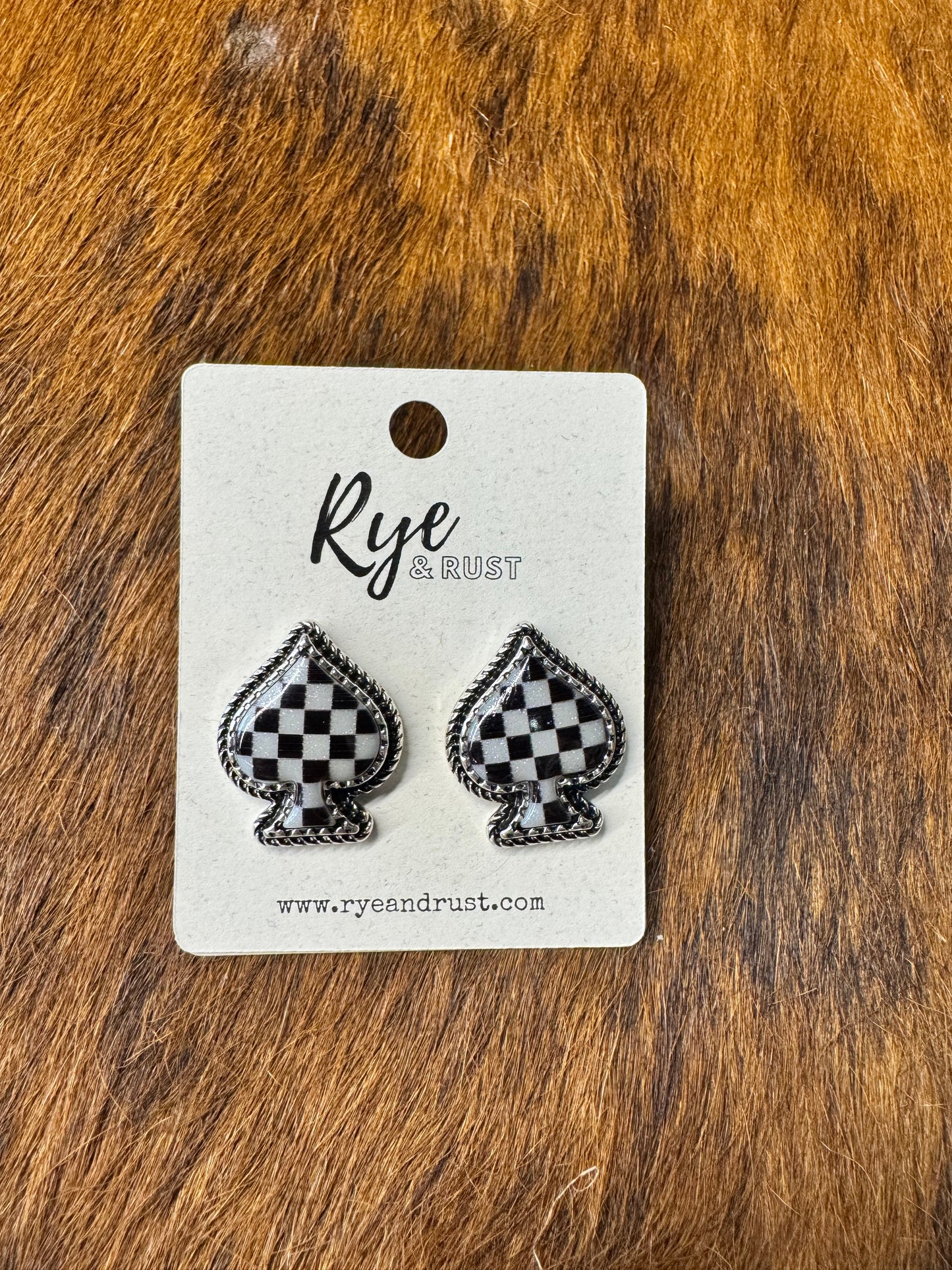 Checker Spade Stud Earrings