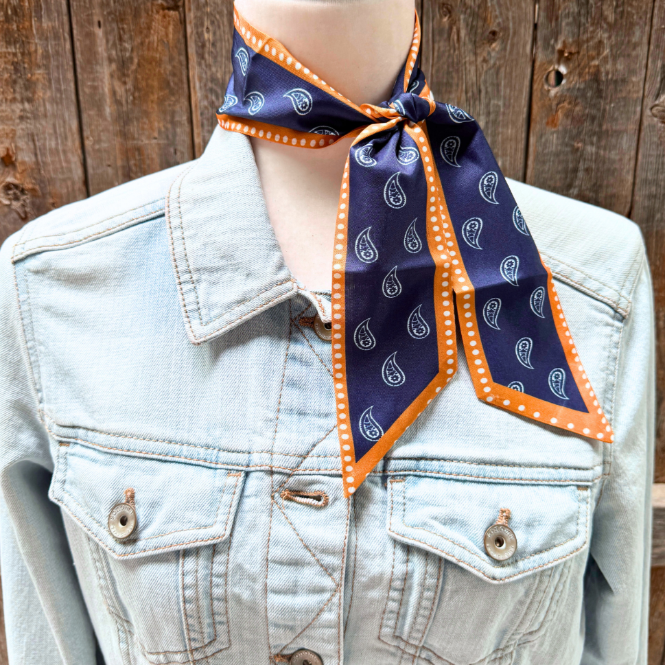Navy and Rust Western Skinny Mini Wild Rag