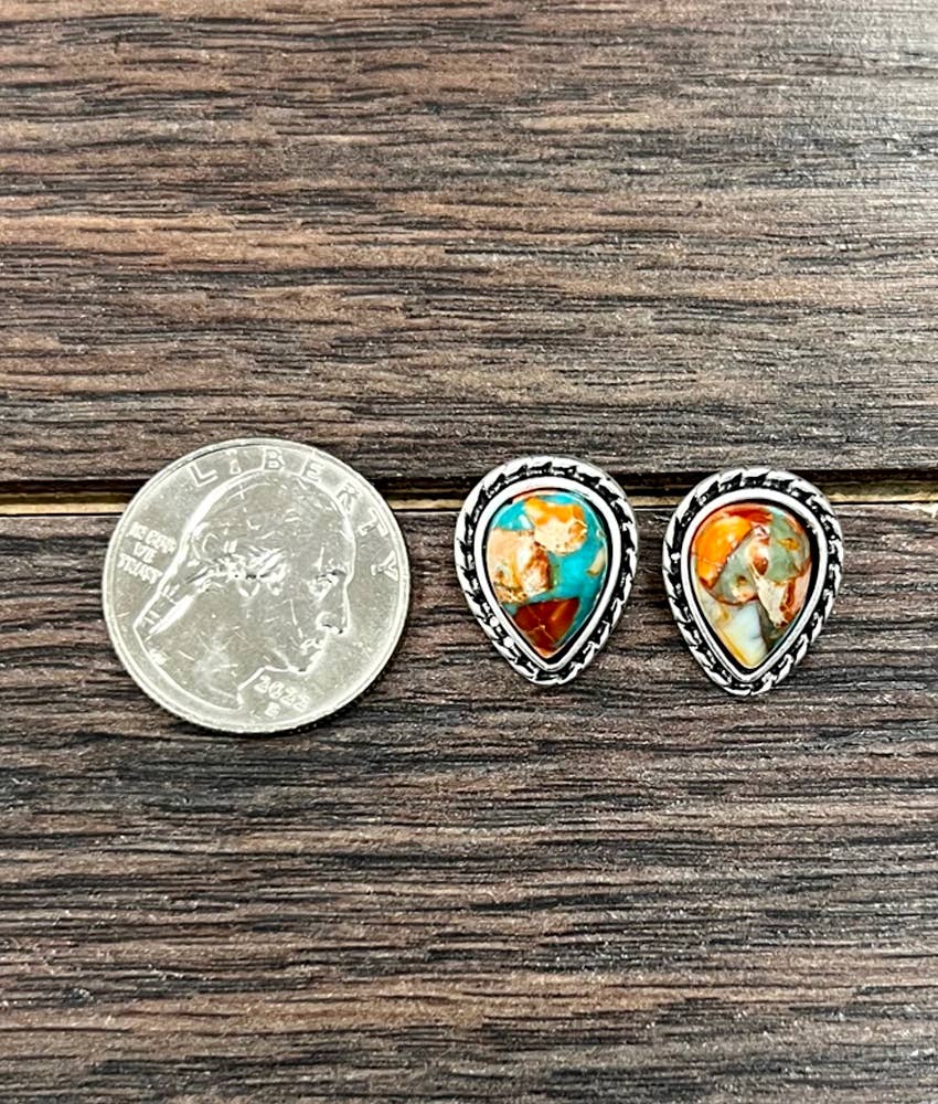 13mm Drop Gemstone Stud Earrings