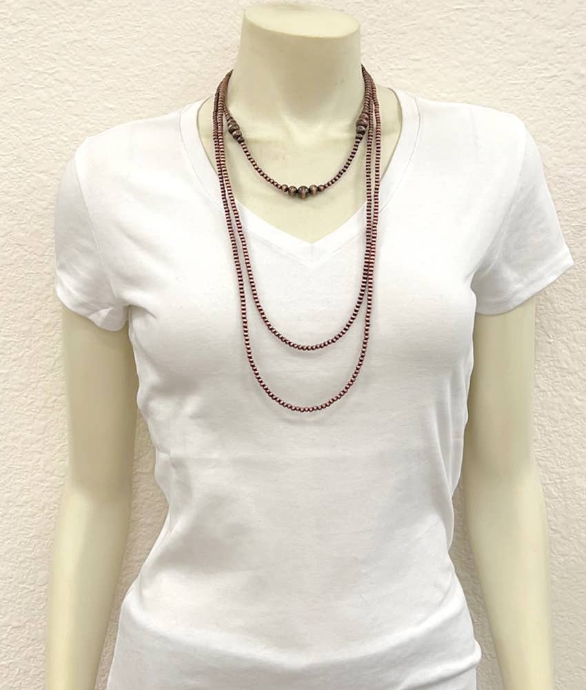 30" 3-strand Copper Navajo Pearl Necklace