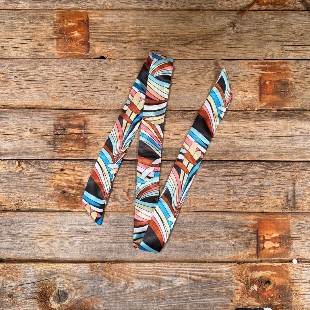 Blue and Brown Western Skinny Mini Wild Rag
