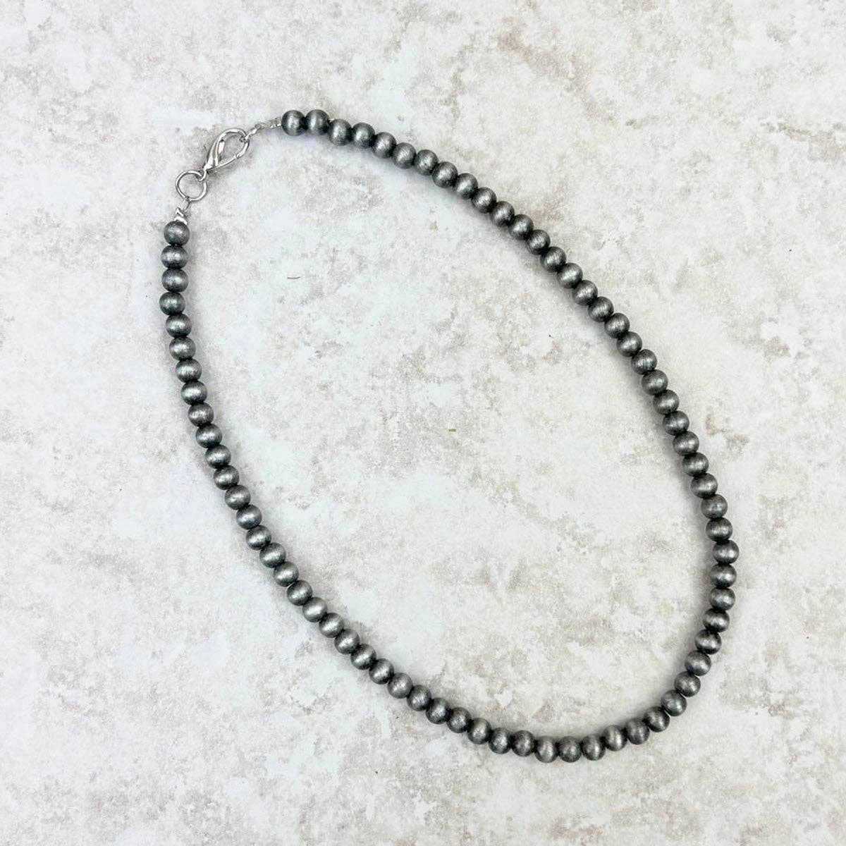 6mm Silver Pearl Bead Necklace