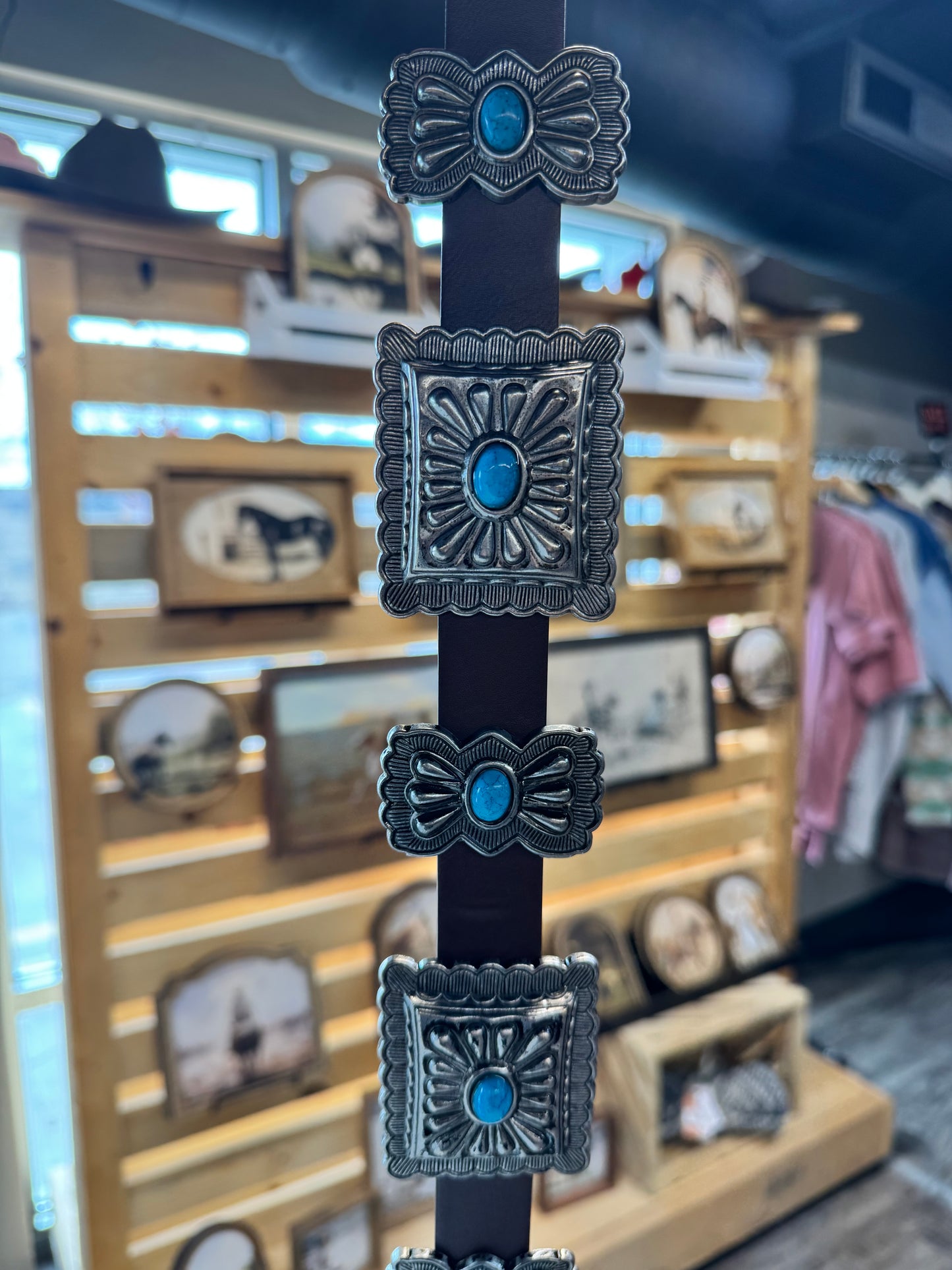 Black Stone Studded Concho Belt