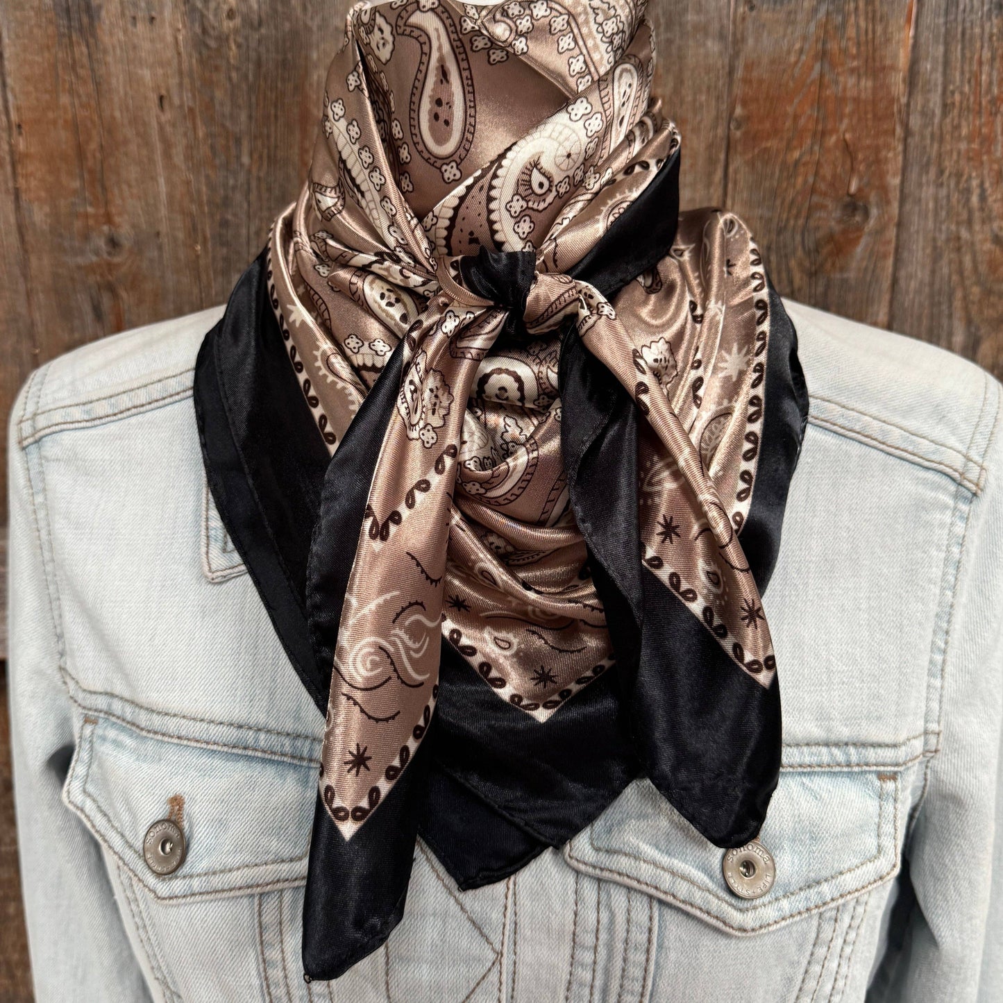 Black and Tan Floral Paisley Wild Rag