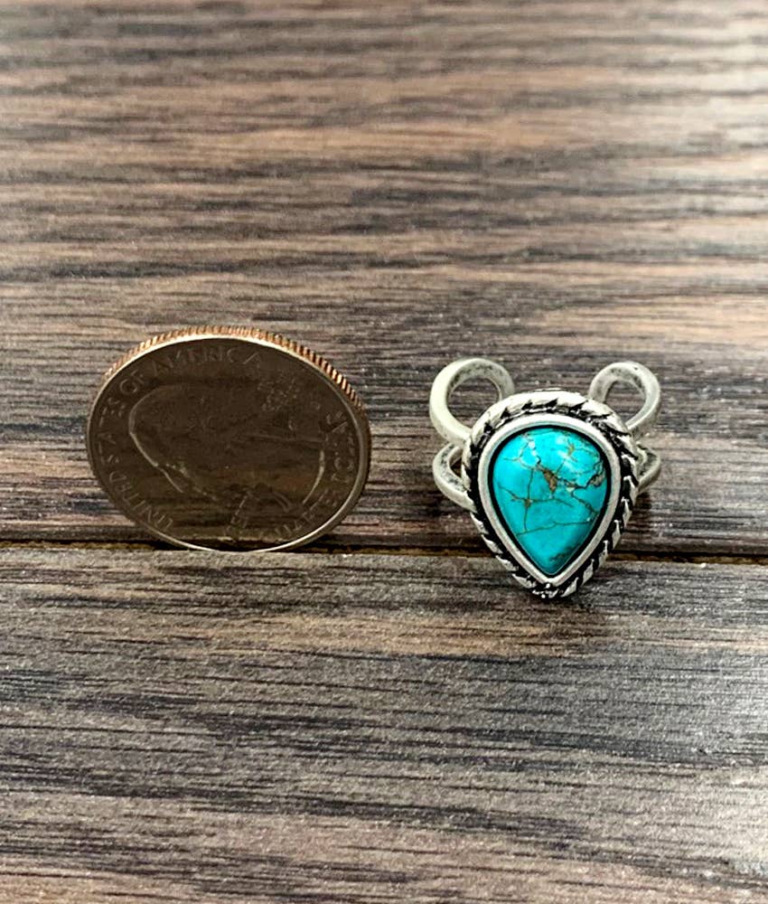 Turquoise Drop Adjustable Ring