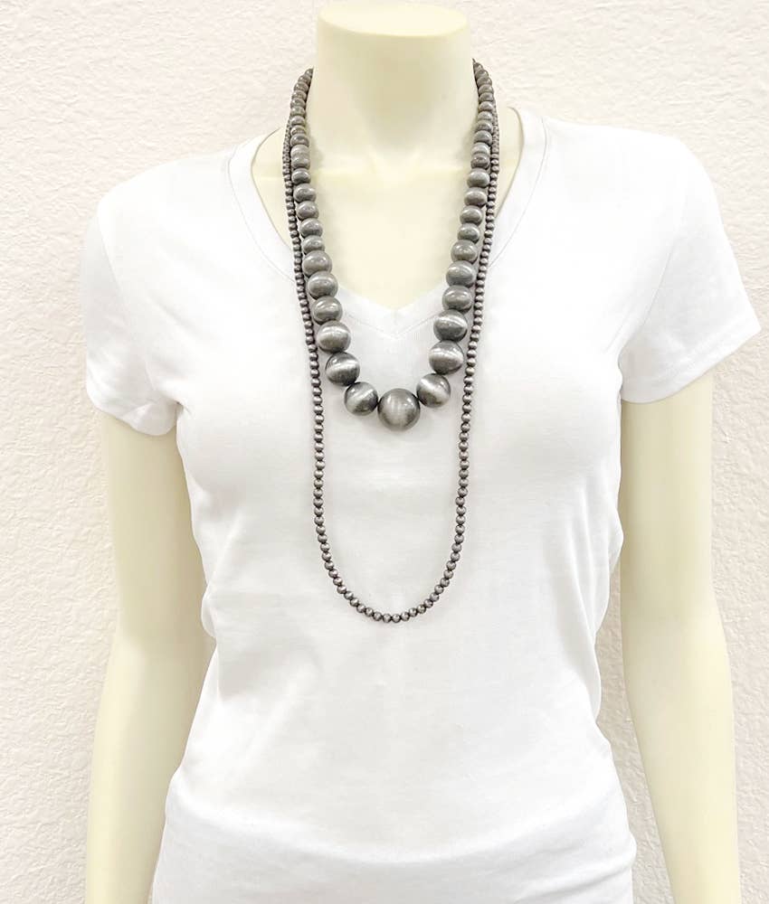 34" 2-strand Graduated Navajo Bead Necklace