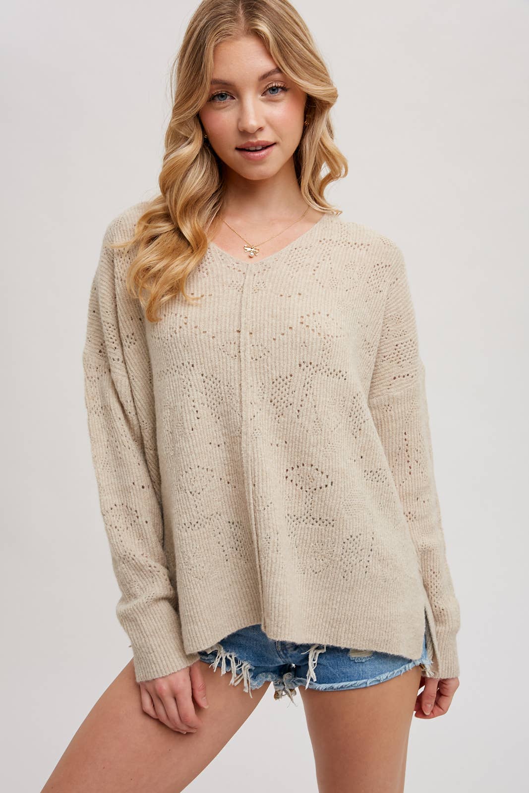 V-Neck Knit Sweater Pullover