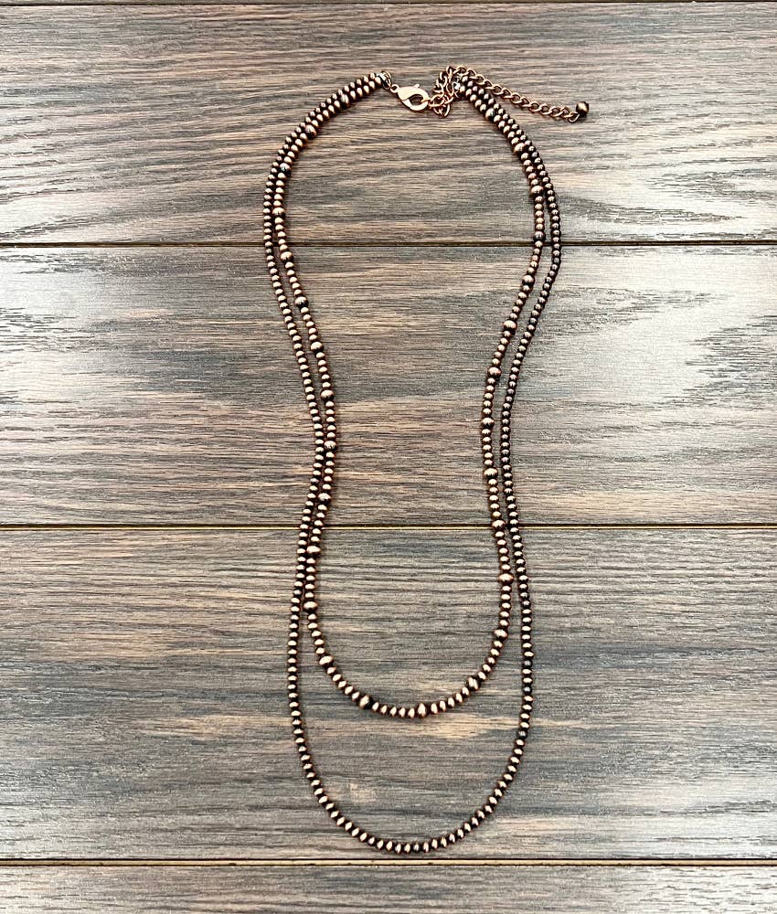 30" 2-strannd Copper Navajo Bead Necklace