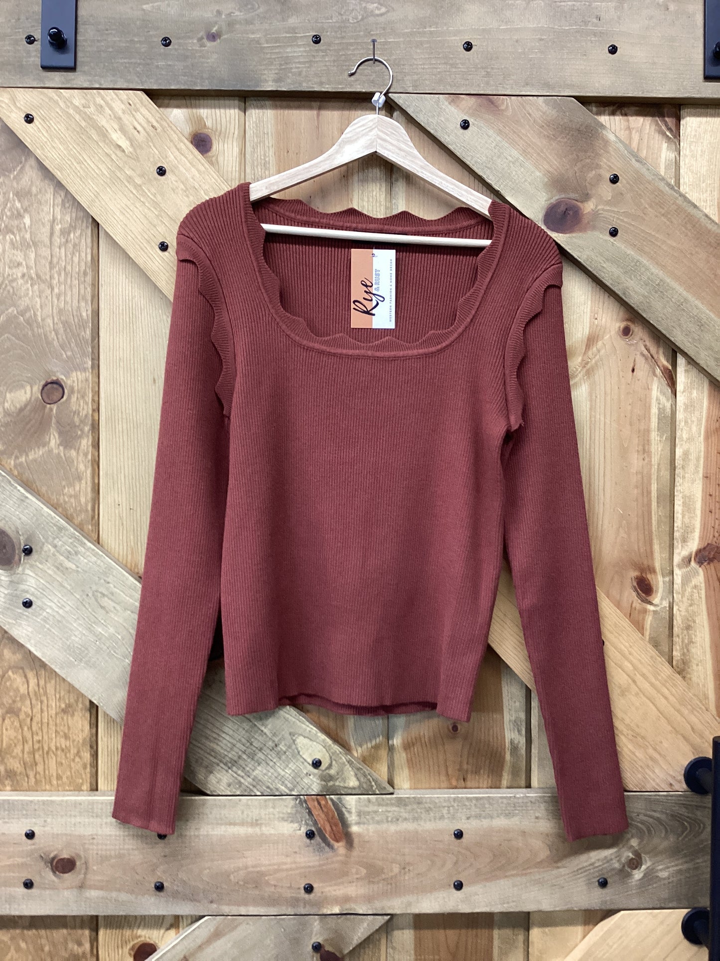 Scallop Long Sleeve Sweater