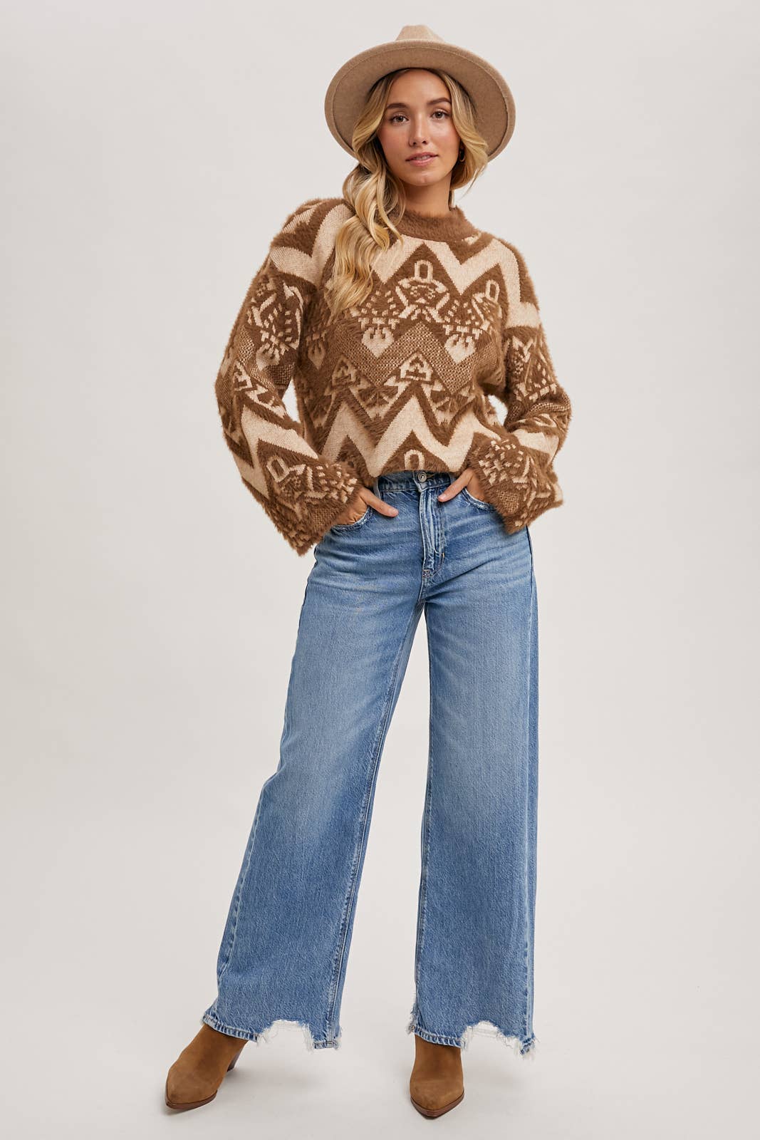 Aztec Mock Neck Sweater