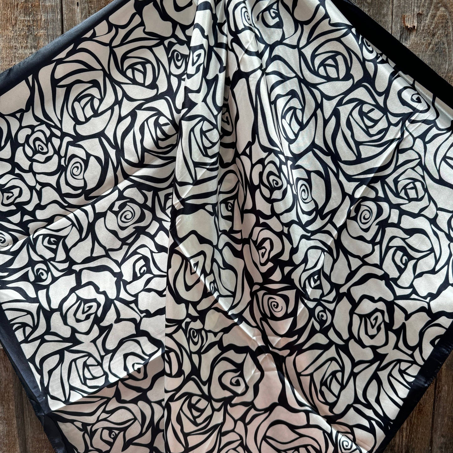 Navy and White Rose Wild Rag