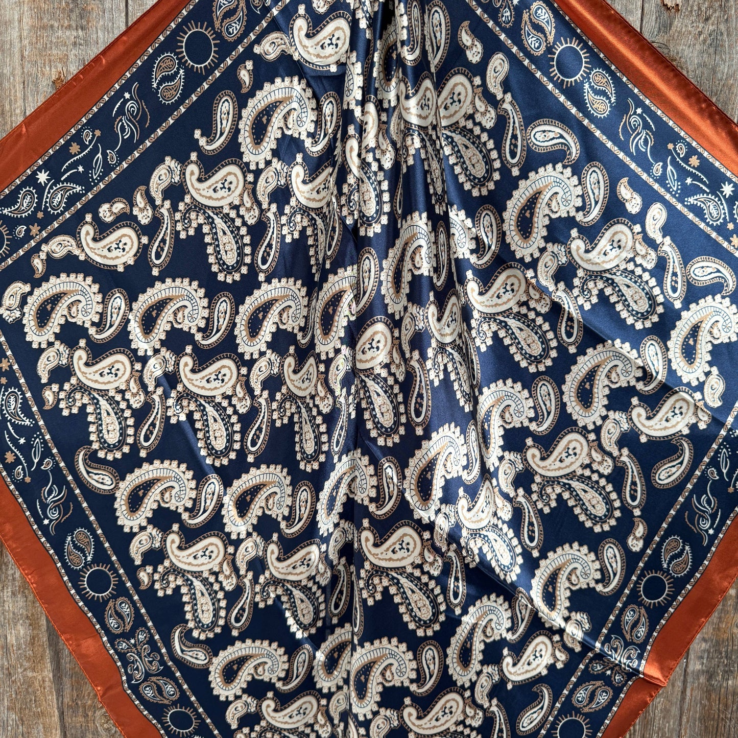 Navy and Rust Floral Paisley Wild Rag