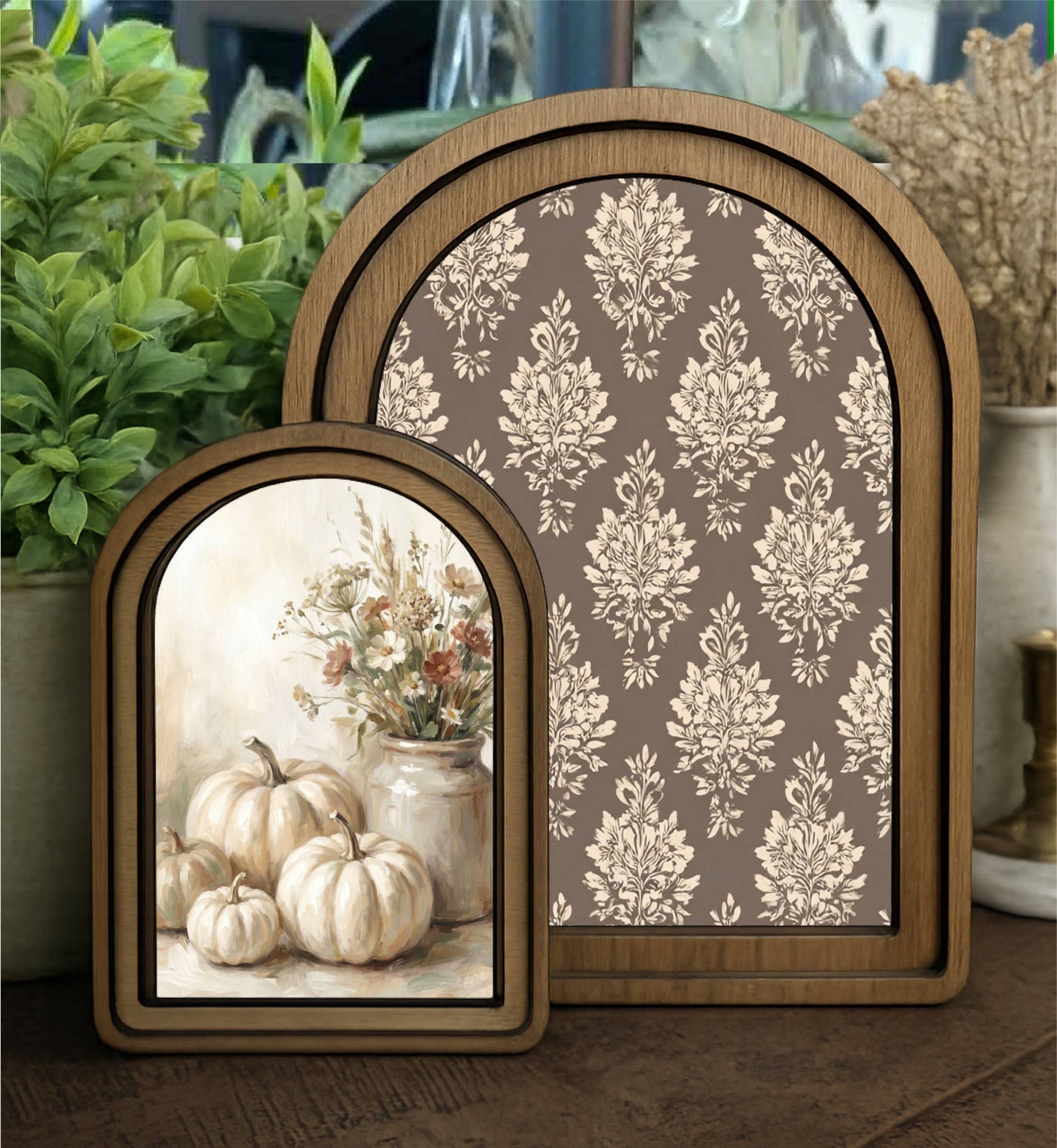 Layered Set Cream Pumpkins Canvas Art