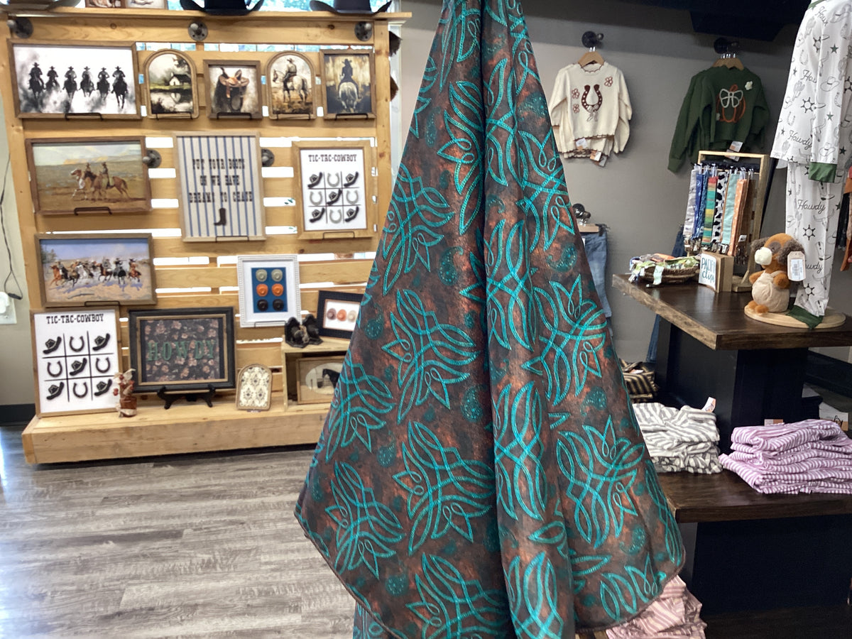 Turquoise Boot Stitch Wild Rag
