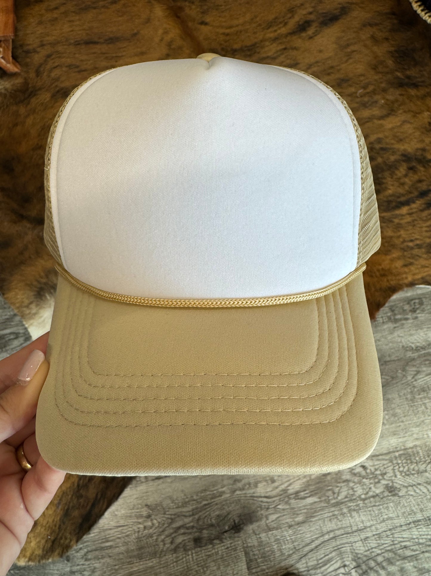 White & Tan Trucker Hat