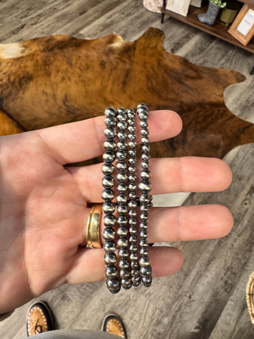 7" Sterling Silver Pearl Stretch Bracelet