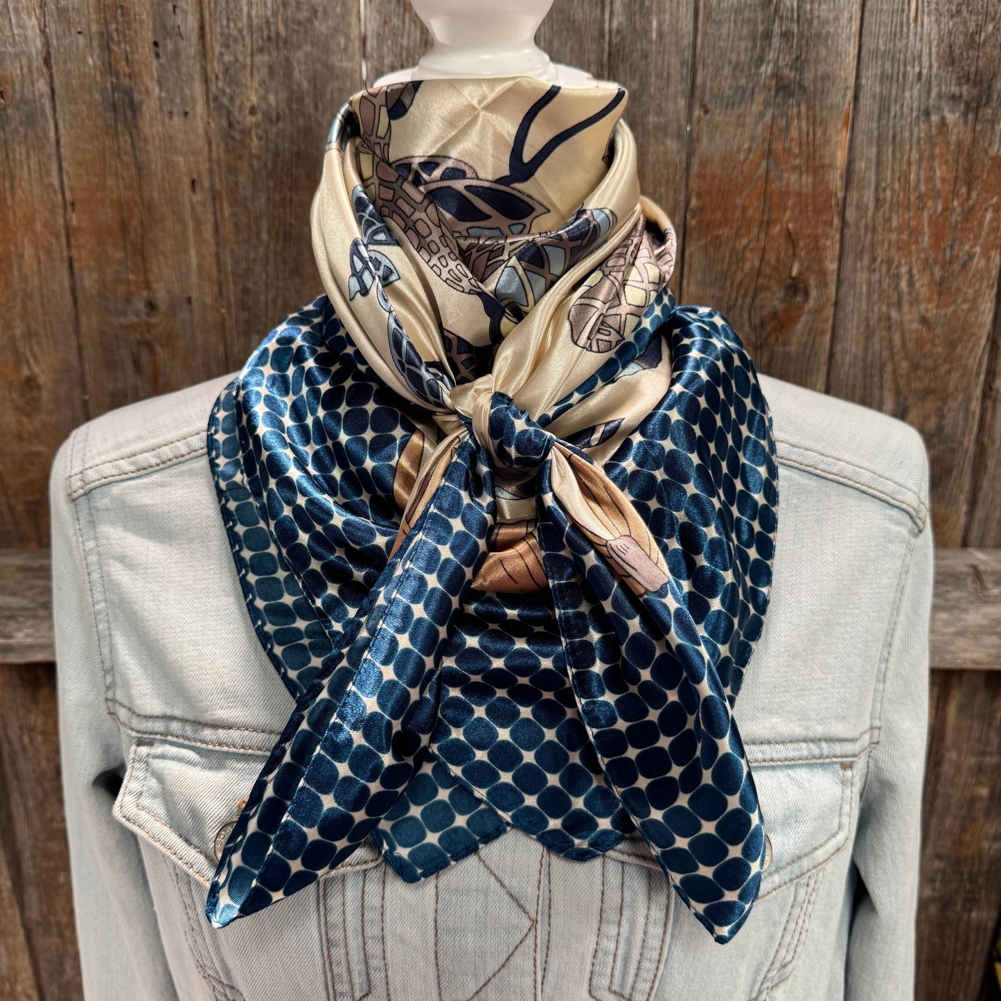Tan and Blue Floral Wild Rag