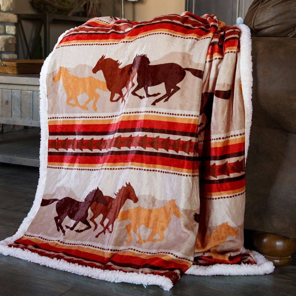 Southwest Running Horse Country Throw Blanket