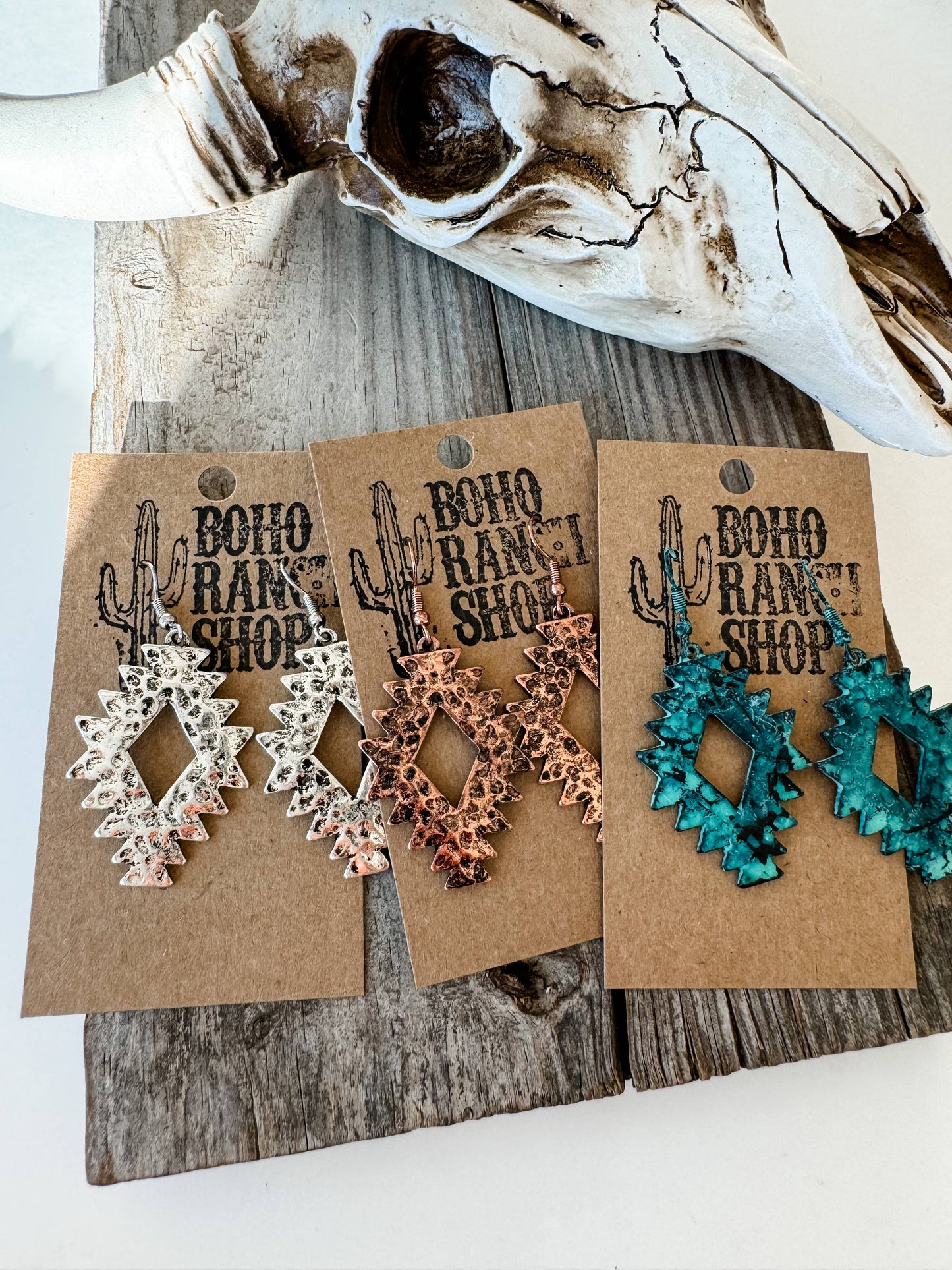 Textured Aztec Dangle Earrings
