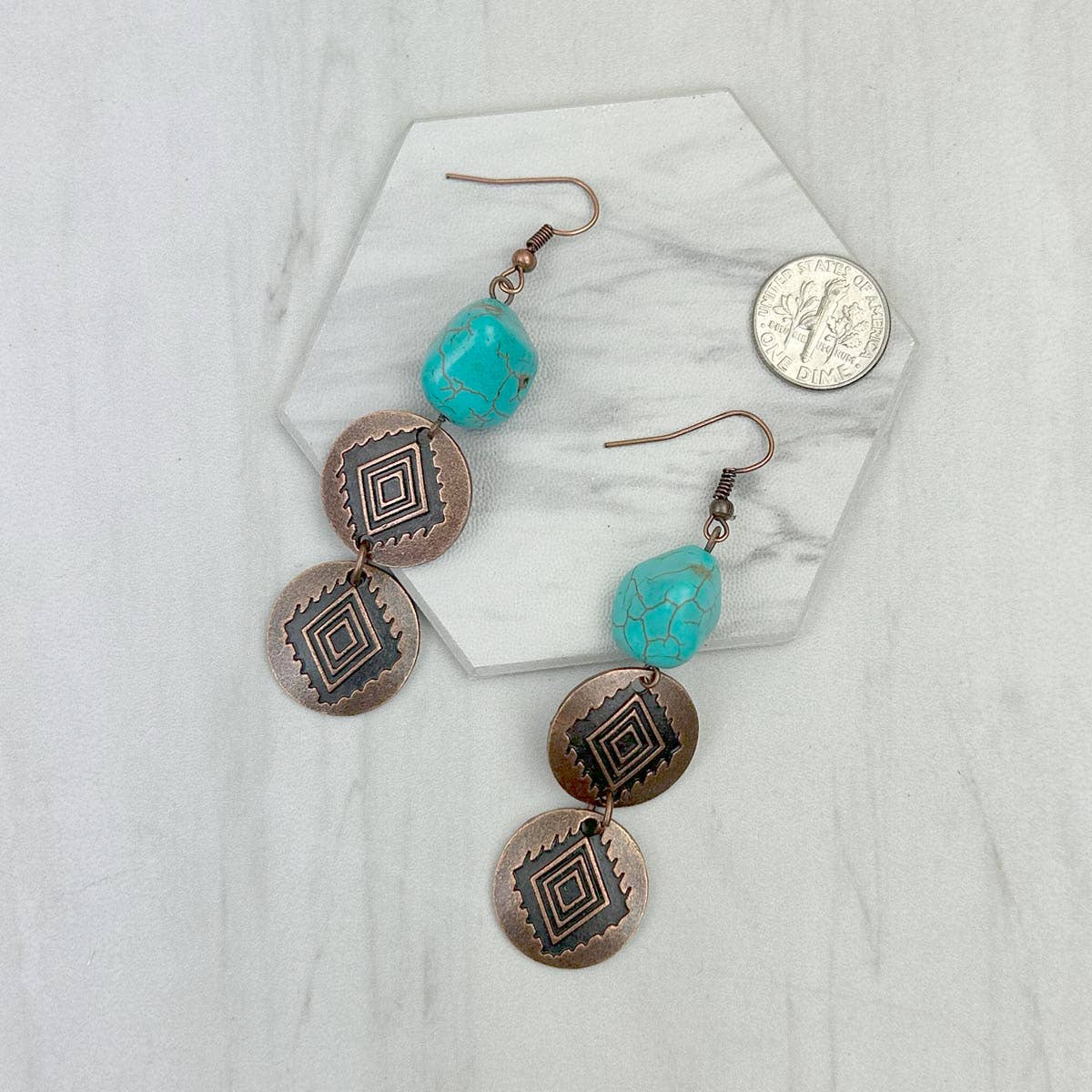 Copper with Turquoise Stone Earrings