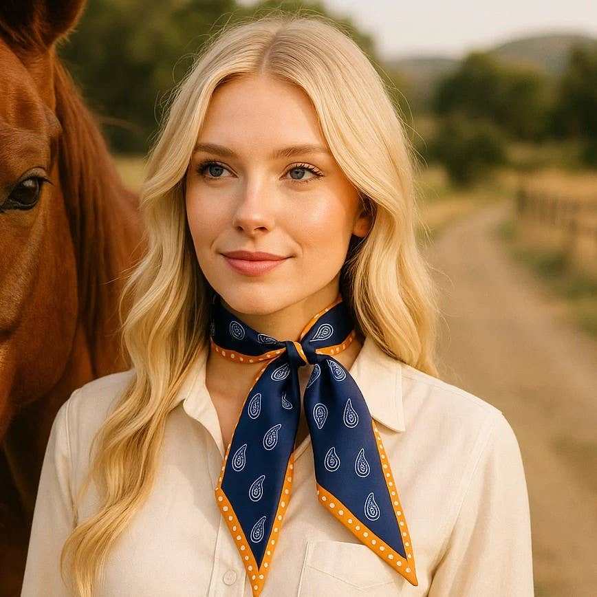 Navy and Rust Western Skinny Mini Wild Rag