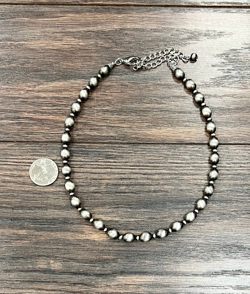 16" 10mm Oval Navajo Bead Necklace
