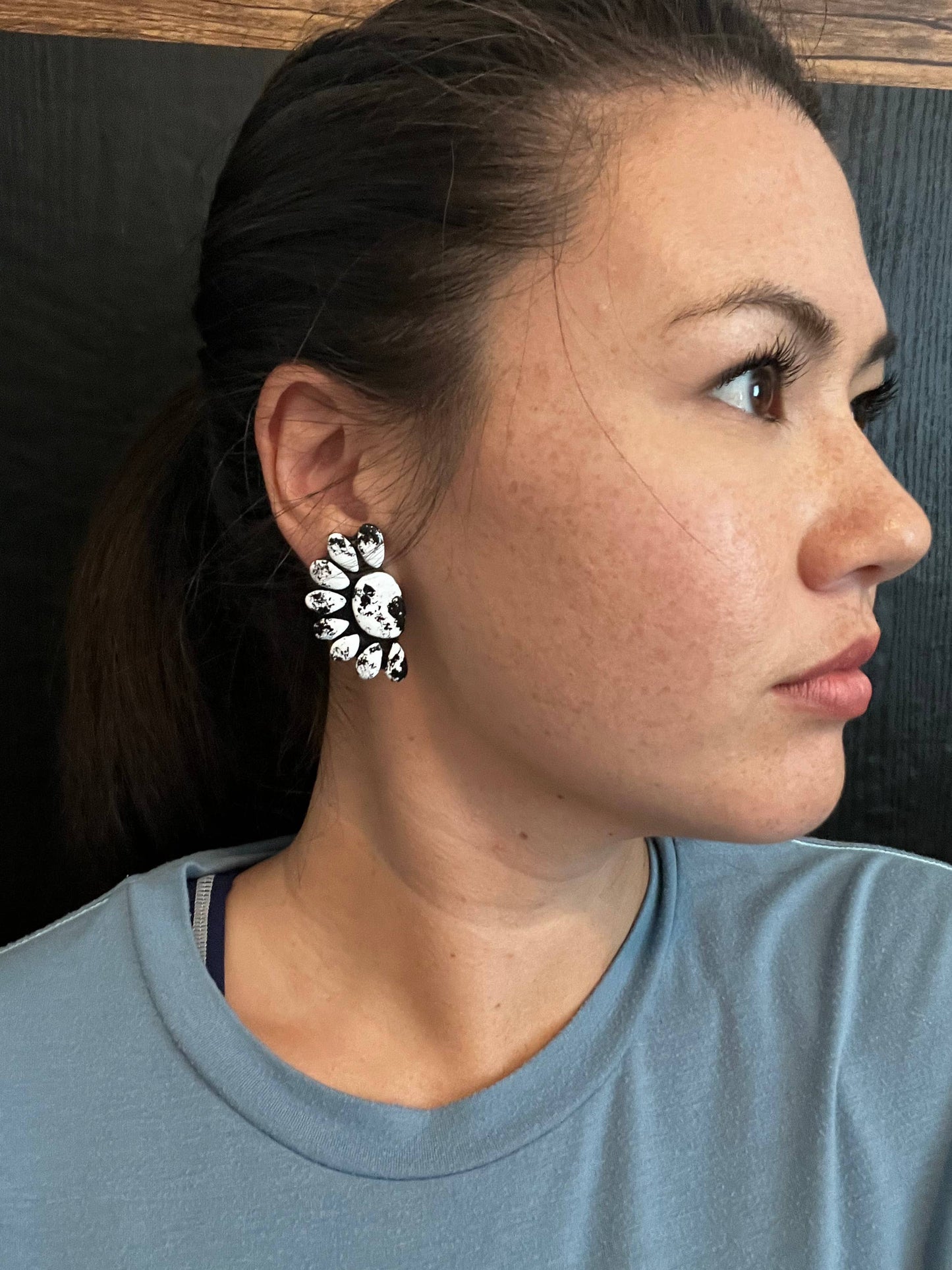 Mini Henley Earrings- White Buffalo