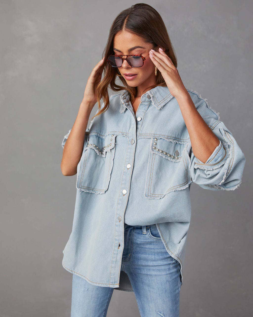 Denim Pockets Loose Shirt
