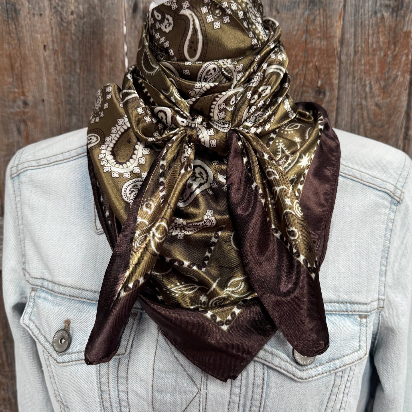 Sage and Brown Floral Paisley Wild Rag