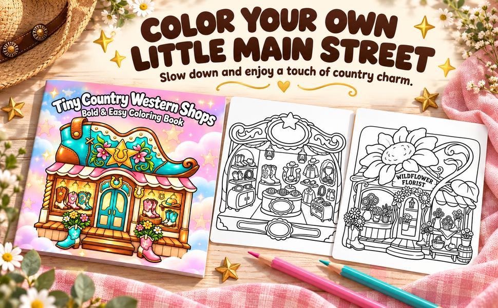 Tiny Country Western Shops Coloring Book