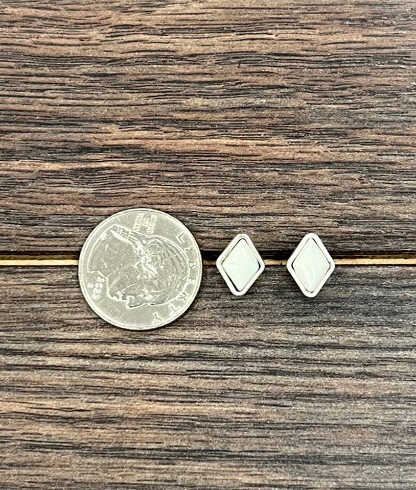 Diamond White Turquoise Stud Earrings