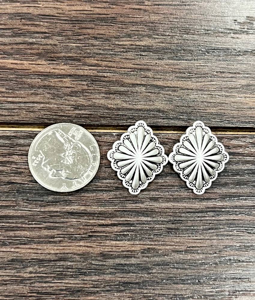 Brass Concho Stud Earrings