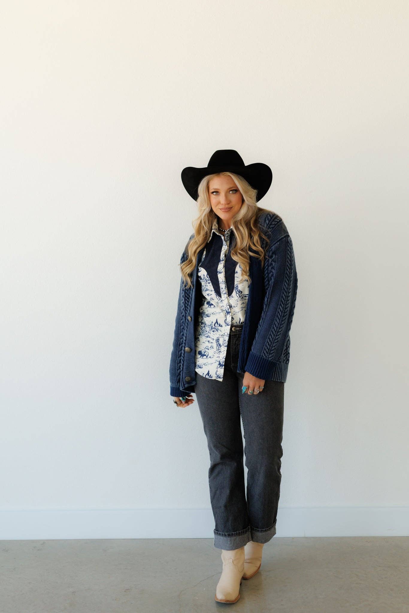 Denim Corded Sweater