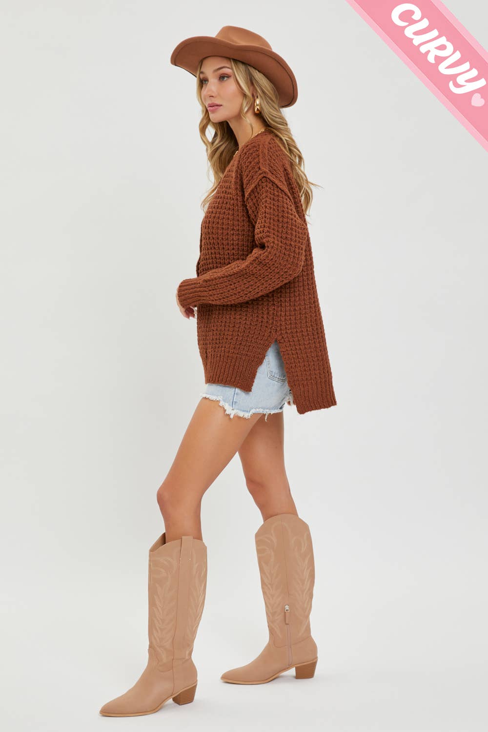 Waffle Camel Sweater