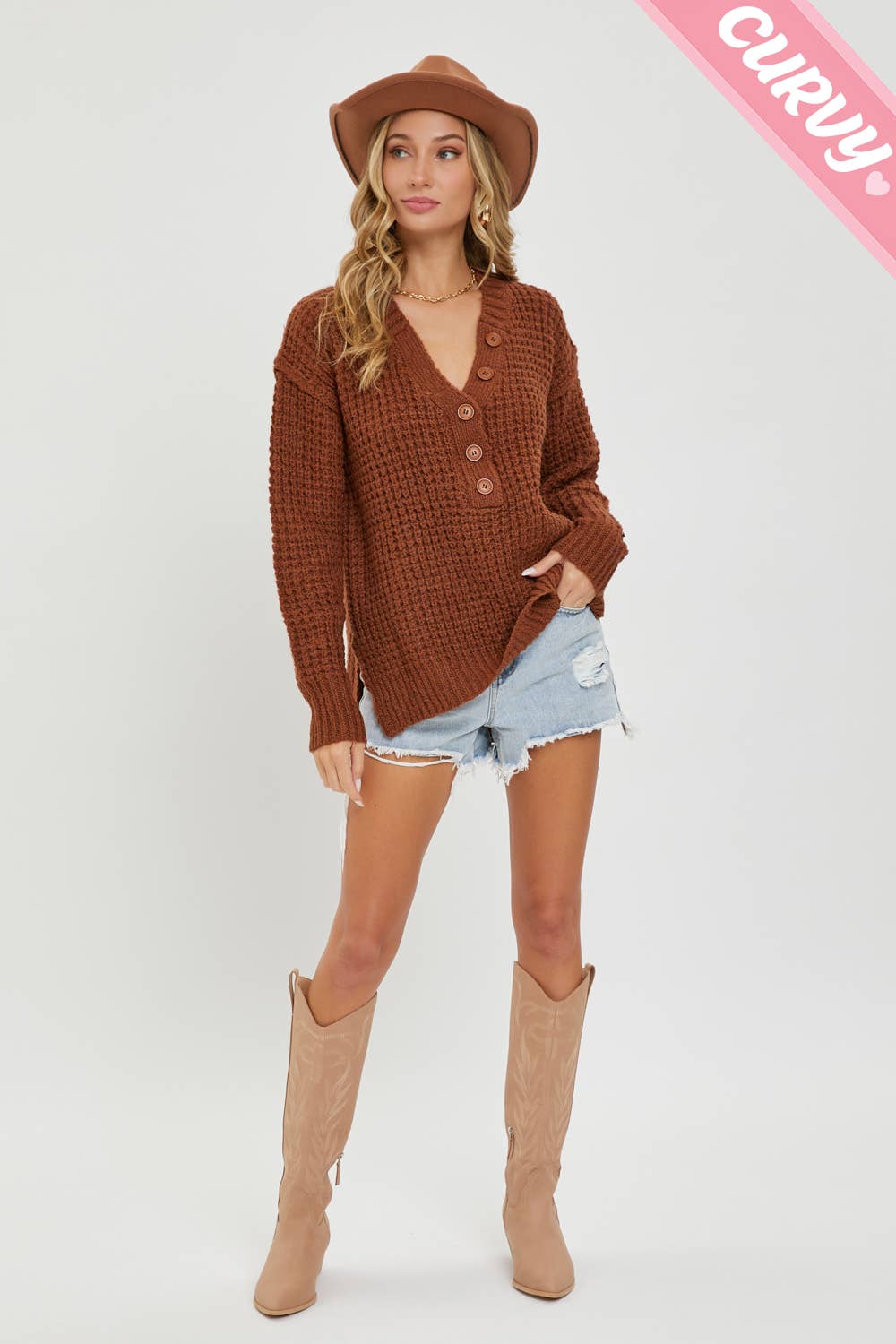 Waffle Camel Sweater
