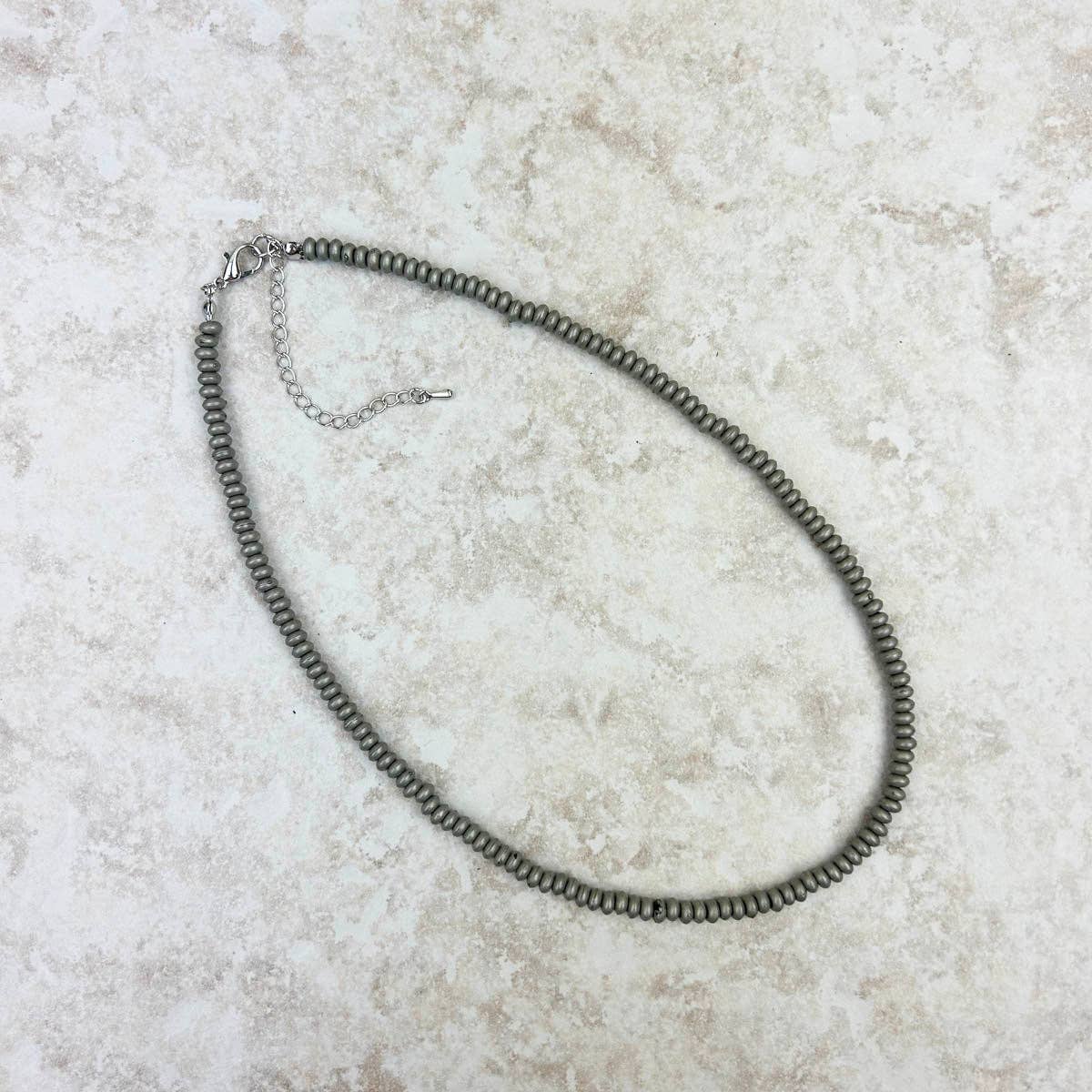5mm Roundel Silver Pearl Bead Necklace