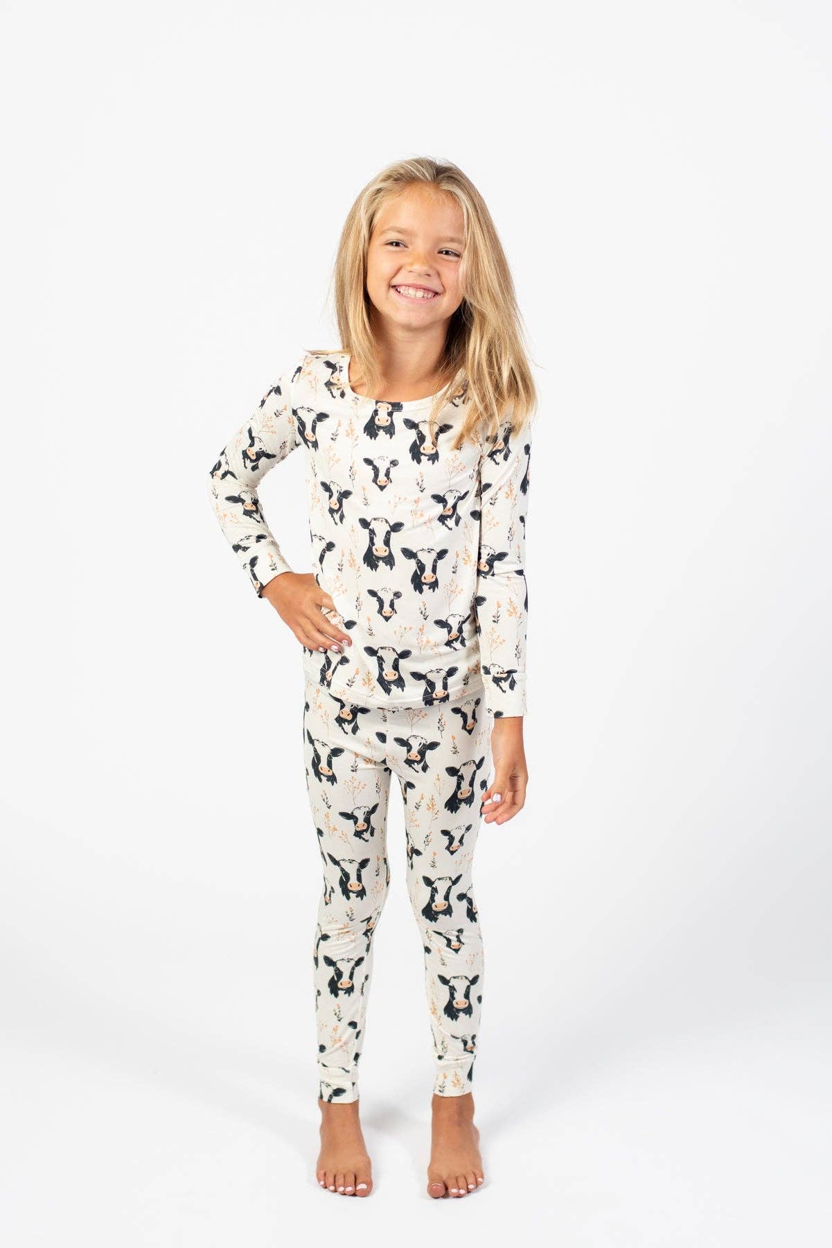 Floral Holstein Toddler PJ Set
