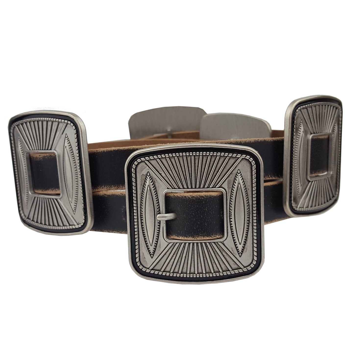 Vintage Leather Belt with Buckle/Concho