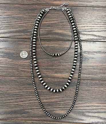 30" Silver Bead 3-Strand Necklace