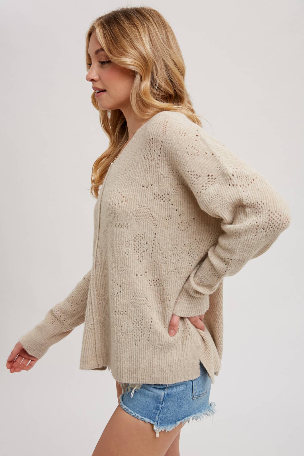 V-Neck Knit Sweater Pullover