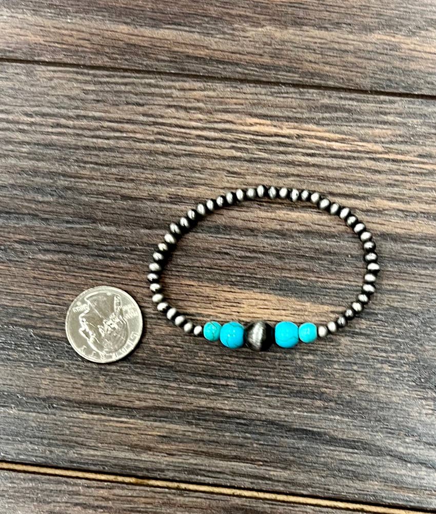 Turquoise Bead Stretch Bracelet