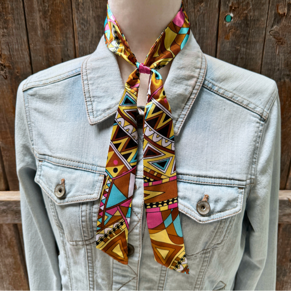 Brown and Yellow Western Skinny Mini Wild Rag