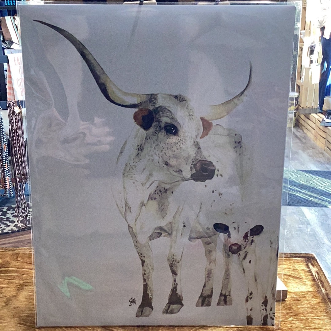 White Longhorn Poster