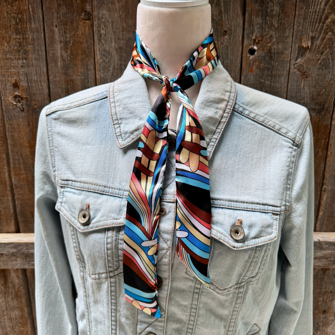 Blue and Brown Western Skinny Mini Wild Rag