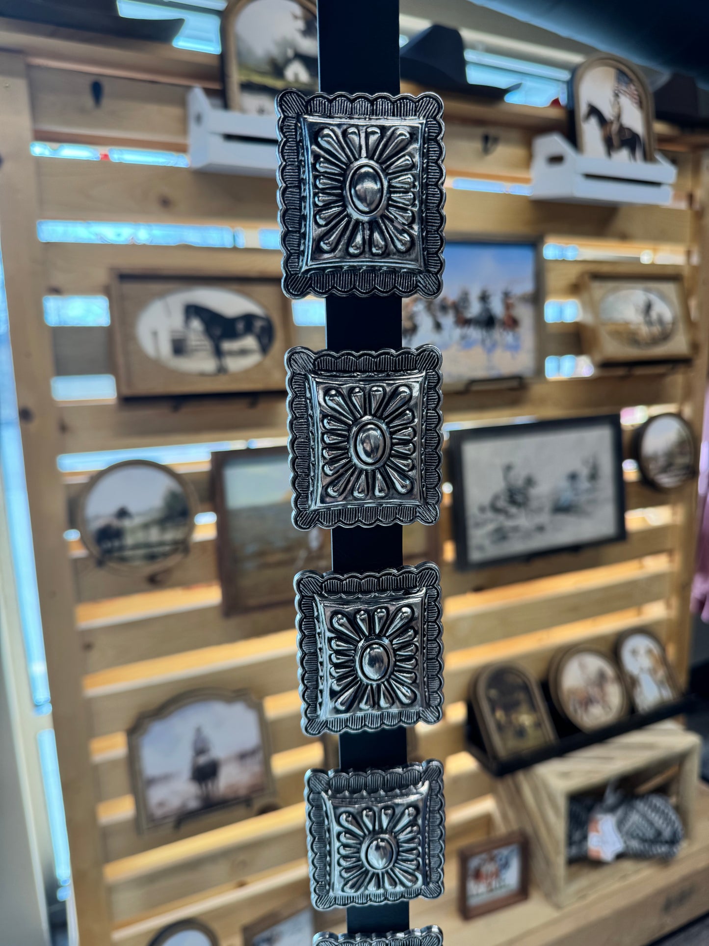 Black Rectangle Concho Belt