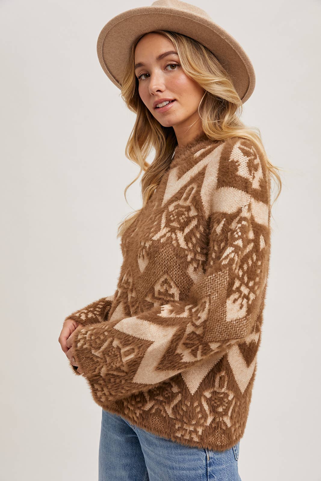 Aztec Mock Neck Sweater