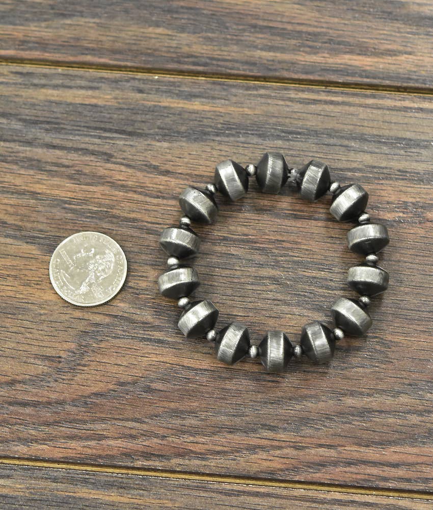 12mm Rondelle Navajo Bead Stretch Bracelet