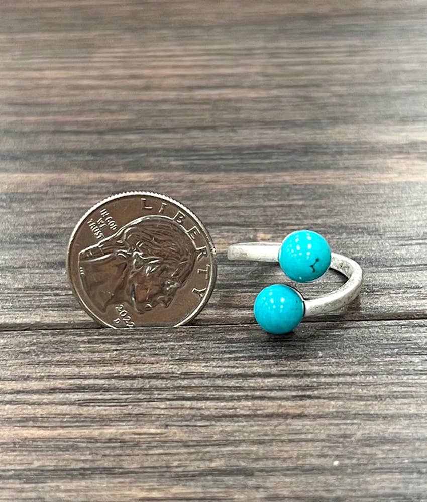 Round Turquoise, Brass Adjustable Rings