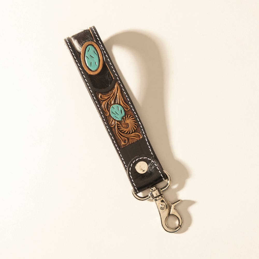 Myra Tallin Bloom Handtooled Leather Keyfob